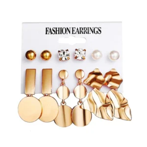 Chic Muse 6-in-1 Statement Drop and Stud Earrings Combo