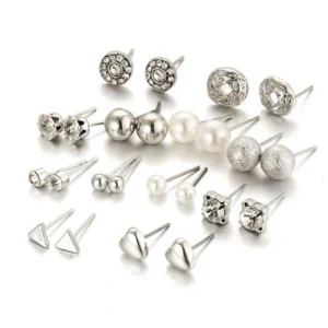 Silver Charm 12-in-1 Elegant Studs Earrings Combo