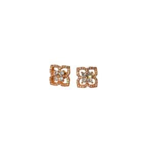 Rose Gold Toned American Diamond Floral Stud Earrings