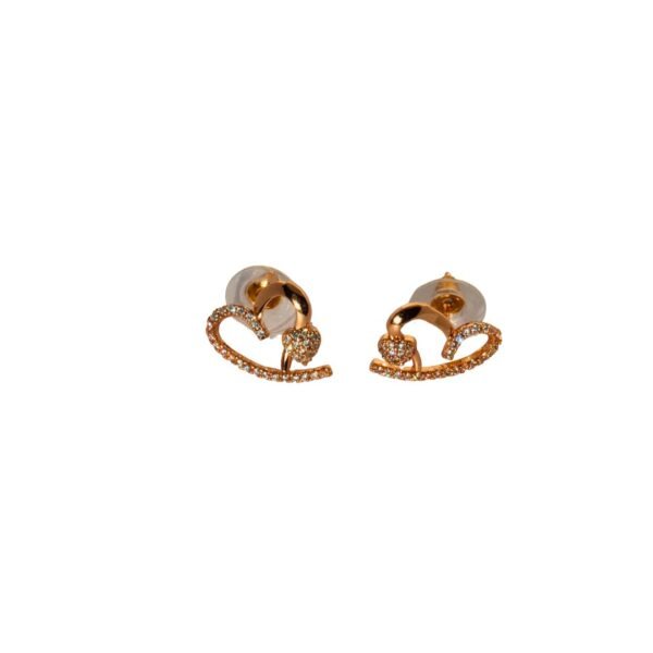 Rose Gold Toned Sparkling AD Heart Stud Earrings