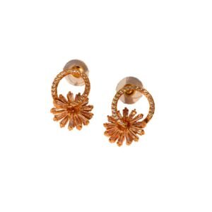 Golden Bloom Rose Gold American Diamond Earrings
