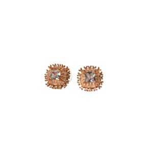 Radiant Crown Rose Gold American Diamond Stud Earrings