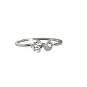 Silver Peacock Style American Diamond Anti Tarnish Bangle