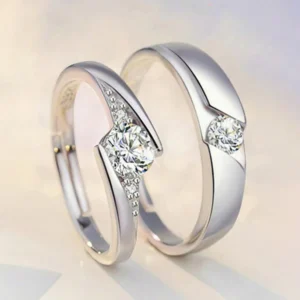 Elegant Silver Couple Ring Set – Matching His & Her Bands