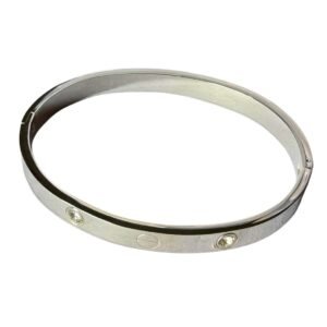 Silver Screw Bangle with Sparkling Stone Embellishments