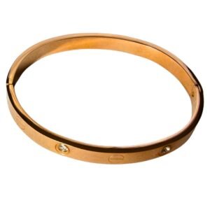 Rose Gold Screw Bangle with Sparkling Stone Accents