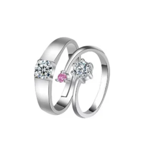 Stunning Silver Couple Ring Set – Sparkling Love Edition