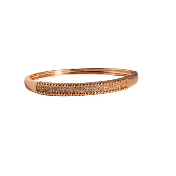 Rose Gold Textured American Diamond Anti Tarnish Bangle