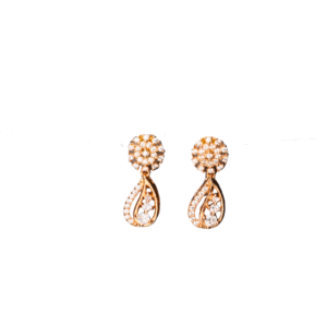 Rose Gold Toned American Diamond Floral Drop Earrings