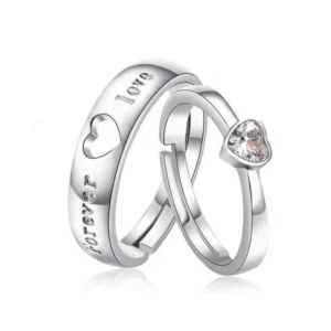 Forever Love Silver Couple Ring Set – Heartfelt Elegance