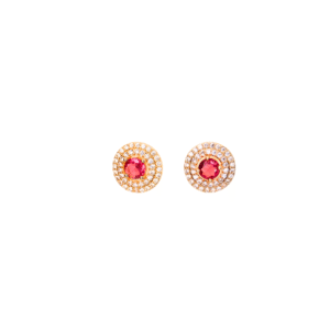 Gold Toned Royal Red Stone AD Stud Earrings