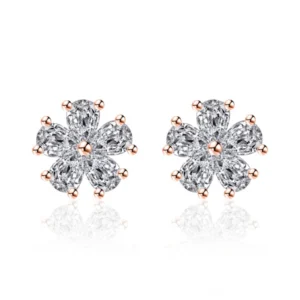 Elegant Floral American Diamond Stud Earrings