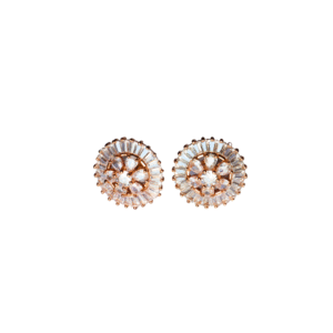 Rose Gold Toned Radiant Blossom AD Stud Earrings