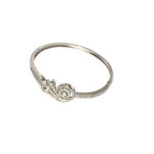 Silver Floral Style American Diamond Anti Tarnish Bangle