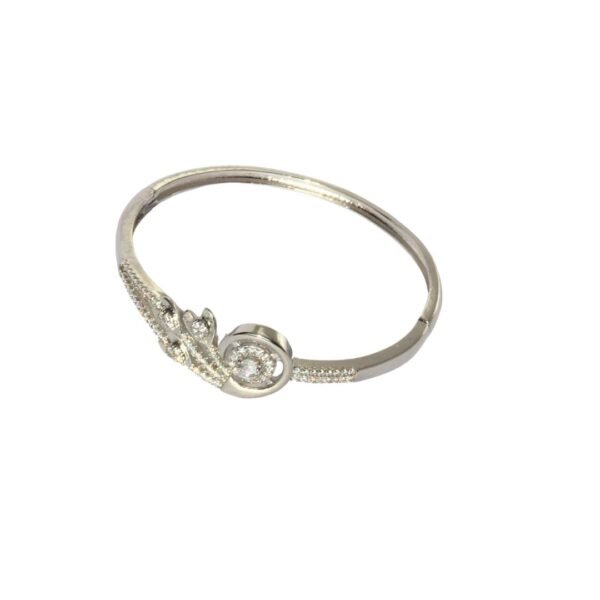 Silver Floral Style American Diamond Anti Tarnish Bangle