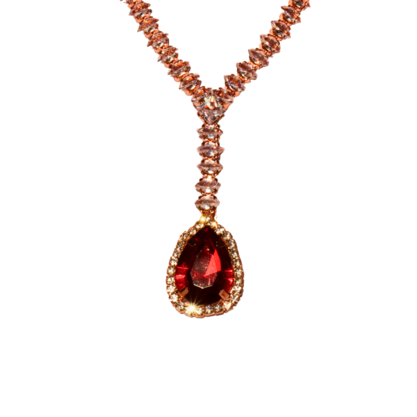 Crimson Charm Rose Gold American Diamond Necklace Set - Image 2
