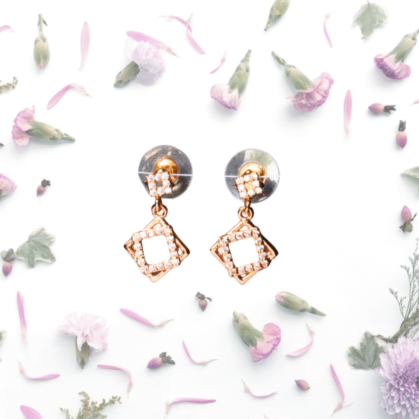 Celestial Charm Rose Gold American Diamond Earrings - Image 2
