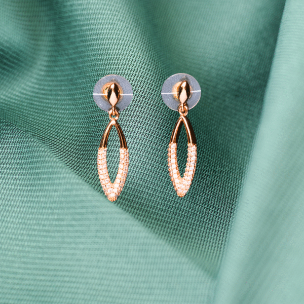Golden Aura Rose Gold American Diamond Earrings - Image 2