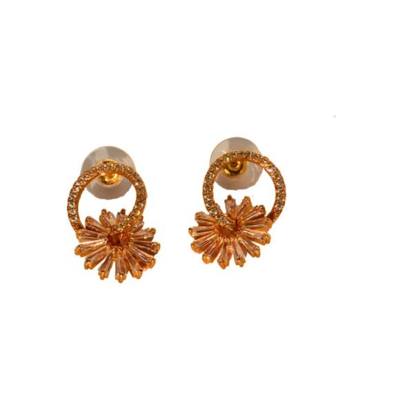 Golden Bloom Rose Gold American Diamond Earrings - Image 2