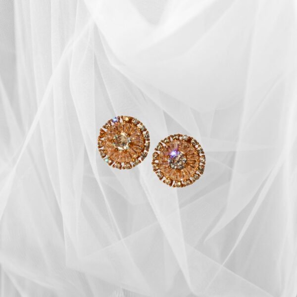 Celestial Spark Rose Gold American Diamond Stud Earrings - Image 2