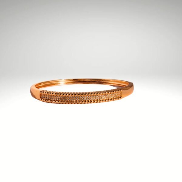 Rose Gold Textured American Diamond Anti Tarnish Bangle - Image 2