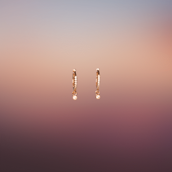 Elegant Rose Gold Toned Drop Hoop Earrings - Image 2