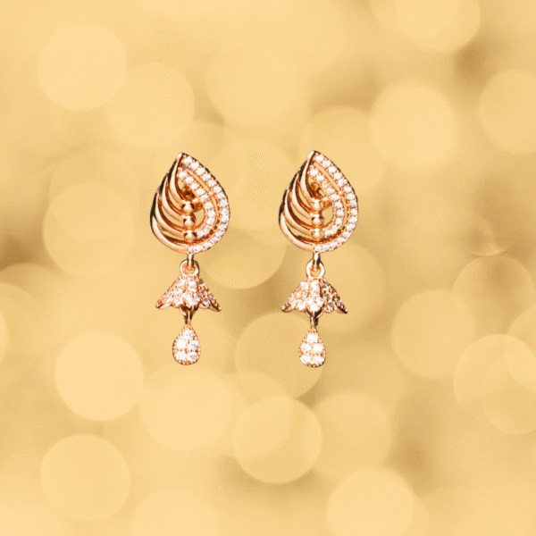 Rose Gold Toned Twilight Drop Designer AD Earrings - Image 2