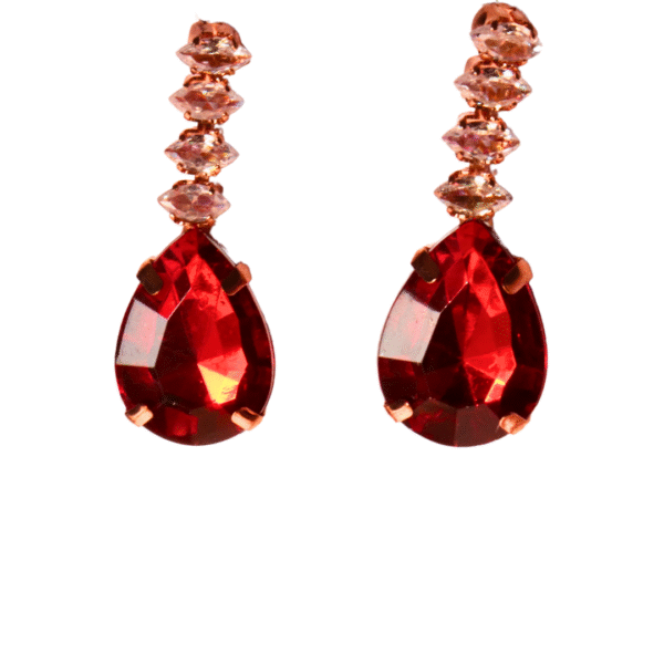 Crimson Charm Rose Gold American Diamond Necklace Set - Image 3