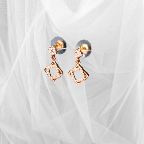 Celestial Charm Rose Gold American Diamond Earrings - Image 3