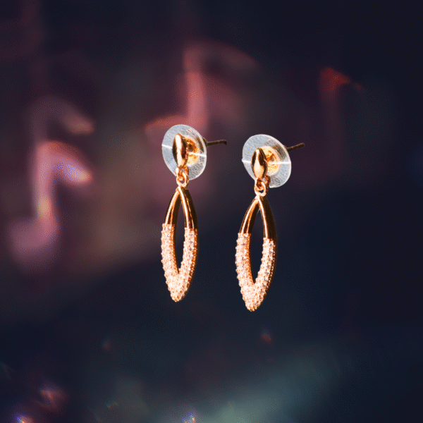 Golden Aura Rose Gold American Diamond Earrings - Image 3