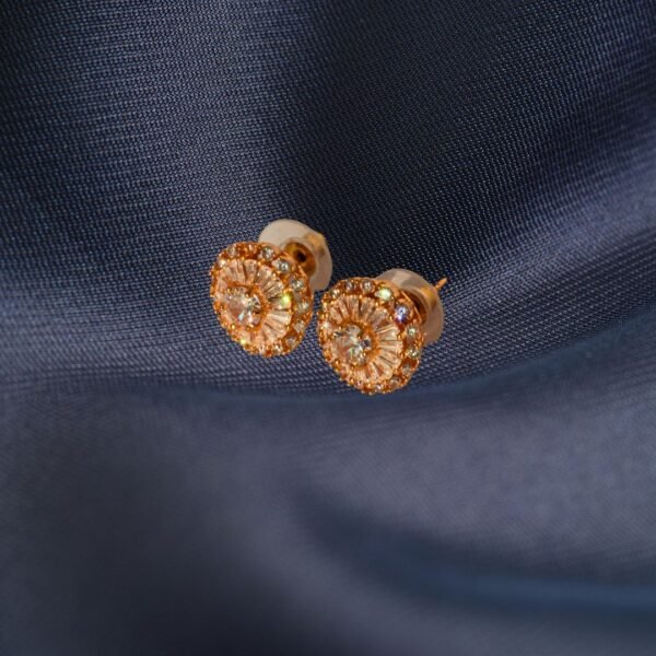 Celestial Spark Rose Gold American Diamond Stud Earrings - Image 3