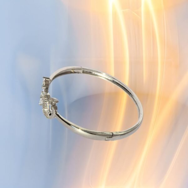 Silver Peacock Style American Diamond Anti Tarnish Bangle - Image 4