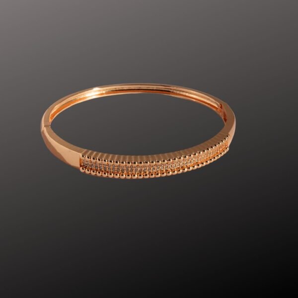 Rose Gold Textured American Diamond Anti Tarnish Bangle - Image 3