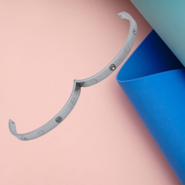 Silver Screw Bangle with Sparkling Stone Embellishments - Image 3
