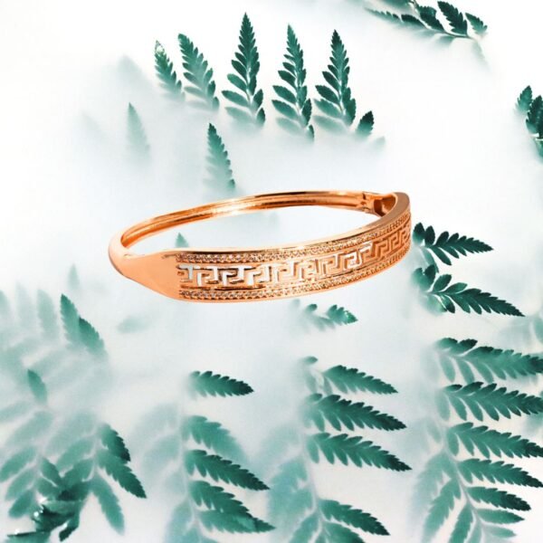 Rose Gold Greek Style American Diamond Anti Tarnish Bangle - Image 5