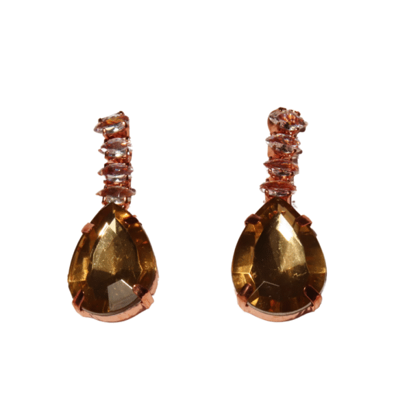 Amber Glow Rose Gold American Diamond Necklace Earrings Set - Image 3