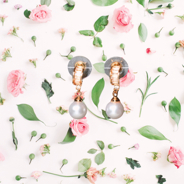 Rose Gold Toned Graceful AD Pearl Drop Earrings - Image 3