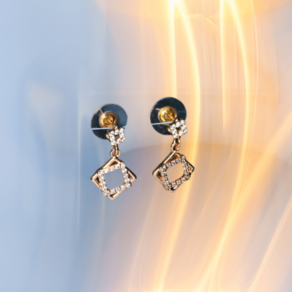 Celestial Charm Rose Gold American Diamond Earrings - Image 4