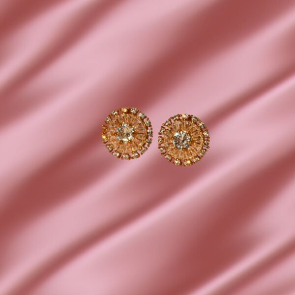 Celestial Spark Rose Gold American Diamond Stud Earrings - Image 4