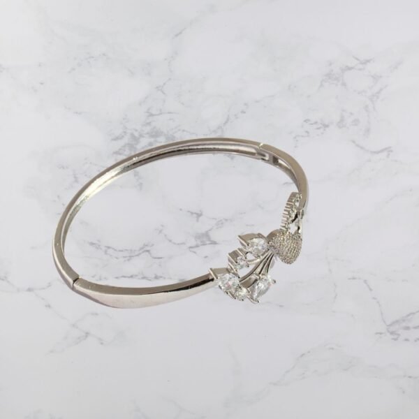 Silver Peacock Style American Diamond Anti Tarnish Bangle - Image 3