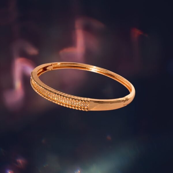 Rose Gold Textured American Diamond Anti Tarnish Bangle - Image 4