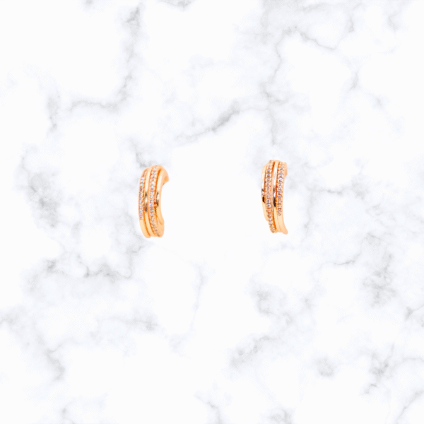 Elegant Gold Toned American Diamond Hoop Earrings - Image 4