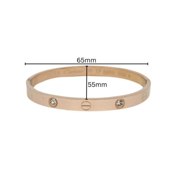Rose Gold Screw Bangle with Sparkling Stone Accents - Image 4