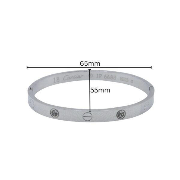 Silver Screw Bangle with Sparkling Stone Embellishments - Image 4