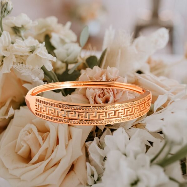 Rose Gold Greek Style American Diamond Anti Tarnish Bangle - Image 4