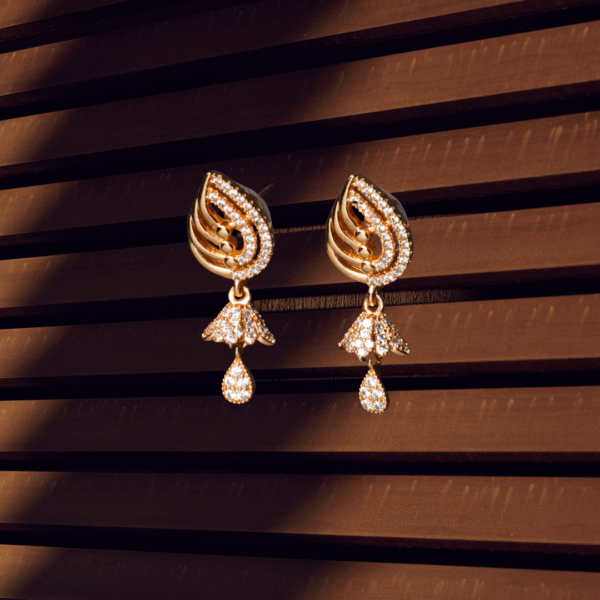 Rose Gold Toned Twilight Drop Designer AD Earrings - Image 4