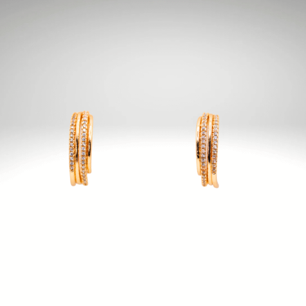 Elegant Gold Toned American Diamond Hoop Earrings - Image 5