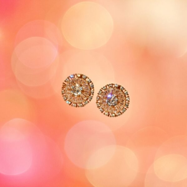 Celestial Spark Rose Gold American Diamond Stud Earrings - Image 5