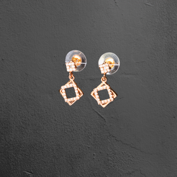 Celestial Charm Rose Gold American Diamond Earrings - Image 5