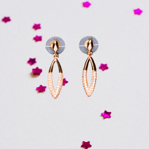 Golden Aura Rose Gold American Diamond Earrings - Image 5